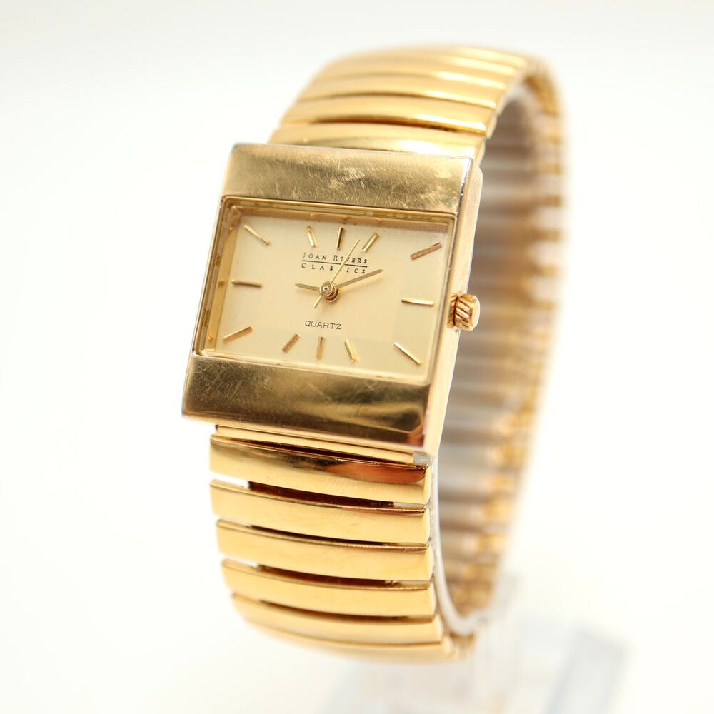 Joan Rivers Classic Womens Gold Tone 25mm Watch Expansion Band w New Battery